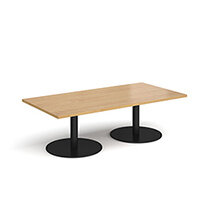 Monza Rectangular Oak Coffee Table with Flat Round Black Bases 1600mmX800mm