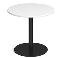 Monza Circular White Dining Table with Flat Round Black Base 800mm
