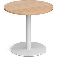 Monza Circular Beech Dining Table with Flat Round White Base 800mm