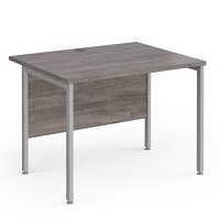 Maestro 25 Straight Desk 1000Mm X 800Mm - Silver H-Frame Leg, Grey Oak Top