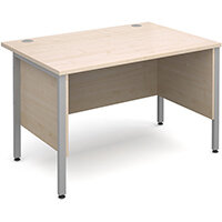 Maestro 25 SL straight desk with side modesty panels 1200mm x 800mm - silver H-Frame, maple top Maestro 25 SL straight desk with side modesty panels 1200mm x 800mm - silver H-Frame, maple top