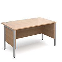 Maestro 25 SL straight desk with side modesty panels 1400mm x 800mm - silver H-Frame, beech top