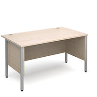 Maestro 25 SL straight desk with side modesty panels 1400mm x 800mm - silver H-Frame, maple top Maestro 25 SL straight desk with side modesty panels 1400mm x 800mm - silver H-Frame, maple top