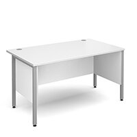 Maestro 25 SL straight desk with side modesty panels 1400mm x 800mm - silver H-Frame, white top Maestro 25 SL straight desk with side modesty panels 1400mm x 800mm - silver H-Frame, white top