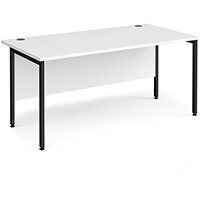 Maestro 25 Straight Desk 1600Mm X 800Mm - Black H-Frame Leg, White Top