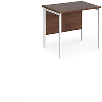 Maestro 25 Straight Desk 800Mm X 600Mm - White H-Frame Leg, Walnut Top