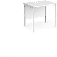 Maestro 25 Straight Desk 800Mm X 600Mm - White H-Frame Leg, White Top