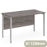 Maestro 25 Straight Desk 1200Mm X 600Mm - Silver H-Frame Leg, Grey Oak Top