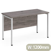 Maestro 25 Straight Desk 1200Mm X 600Mm - White H-Frame Leg, Grey Oak Top