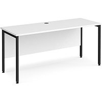 Maestro 25 Straight Desk 1600Mm X 600Mm - Black H-Frame Leg, White Top