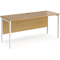 Maestro 25 Straight Desk 1600Mm X 600Mm - White H-Frame Leg, Oak Top