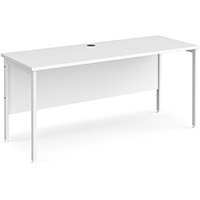 Maestro 25 Straight Desk 1600Mm X 600Mm - White H-Frame Leg, White Top