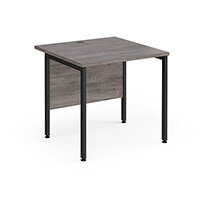 Maestro 25 Straight Desk 800mm x 800mm - Black H-Frame Leg, Grey Oak Top