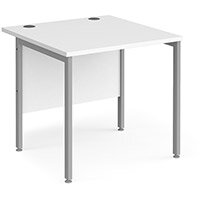 Maestro 25 Straight Desk 800Mm X 800Mm - Silver H-Frame Leg, White Top