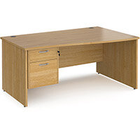 Maestro 25 Right Hand Wave Desk 1600Mm Wide With 2 Drawer Pedestal - Oak Top With Panel End Leg