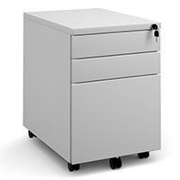 Steel 3 drawer wide mobile pedestal - white
