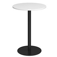 Monza Circular White Poseur Table with Flat Round Black Base 800mm