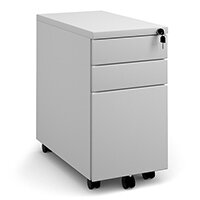 Steel 3 drawer narrow mobile pedestal - white