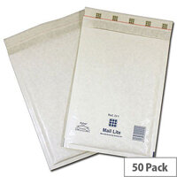 Mail Lite Bubble Lined Size H/5 270x360mm Postal Bags White Pack of 50 Mail Lite Bubble Lined Size H/5 270x360mm Postal Bags White Pack of 50