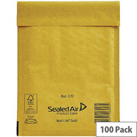 Mail Lite Bubble Lined Size C/0 Gold 150x210mm Postal Bags Pack of 100 Mail Lite Bubble Lined Size C/0 Gold 150x210mm Postal Bags Pack of 100