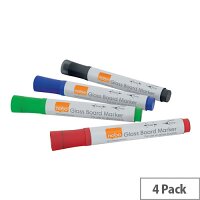 Nobo Glass Whiteboard Markers Assorted Pack of 4 1905323