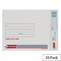 Go Secure Bubble Lined Envelope Size 5 220x265mm White Pack of 20 PB02132 Go Secure Bubble Lined Envelope Size 5 220x265mm White Pack of 20 PB02132