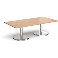 Pisa Rectangular Beech Coffee Table with Round Chrome Bases 1600mmX800mm