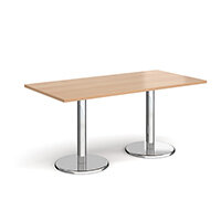 Pisa Rectangular Beech Dining Table with Round Chrome Bases 1600mmX800mm
