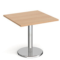 Pisa Square Beech Dining Table with Round Chrome Base 800mm