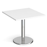 Pisa Square White Dining Table with Round Chrome Base 800mm