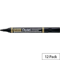 Pentel N850 Permanent Bullet Black Marker Pack of 12 N850-AE Pentel N850 Permanent Bullet Black Marker Pack of 12 N850-AE