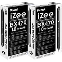 Pentel iZee Retractable Ballpoint Pen 1.0mm Black Pack of 12 2For1 Pentel iZee Retractable Ballpoint Pen 1.0mm Black Pack of 12 2For1