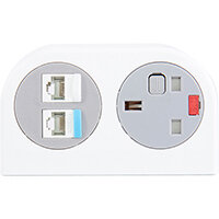 Phase Multi-surface Power Module 1 x UK Socket, 2 x RJ45 Sockets - White Phase Multi-surface Power Module 1 x UK Socket, 2 x RJ45 Sockets - White