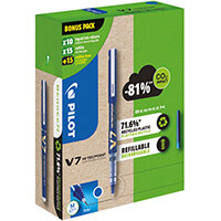 Pilot V7 10 Liquid Ink Rollerball Pens 30 Refills Medium Tip Blue Pack of 40 WLT556268 Pilot V7 10 Liquid Ink Rollerball Pens 30 Refills Medium Tip Blue Pack of 40 WLT556268
