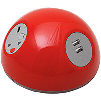 Pluto Domed On-surface Power Module with 1 x UK Socket, 1 x TUF (A&C connectors) USB Charger - orange Pluto Domed On-surface Power Module with 1 x UK Socket, 1 x TUF (A&C connectors) USB Charger - orange