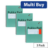 Pukka Pad A4 Wirebound Square Jotta Notepad 3 Pack, 200 Pages, Wirebound, 80gsm White Paper & Easy removal (JM018SQ)