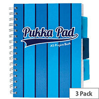 Pukka Pad Vogue Wirebound Project Book A5 Blue Pack of 3 8540-VOG Pukka Pad Vogue Wirebound Project Book A5 Blue Pack of 3 8540-VOG
