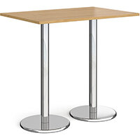 Pisa Rectangular Oak Poseur Table with Round Chrome Bases 1200mmX800mm
