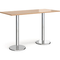 Pisa Rectangular Beech Poseur Table with Round Chrome Bases 1800mmX800mm