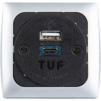 Proton Panel Mounted Power Module 1 x UK Socket, 1 x TUF (A&C connectors) USB Charger - Silver/Black Proton Panel Mounted Power Module 1 x UK Socket, 1 x TUF (A&C connectors) USB Charger - Silver/Black