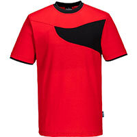 Portwest PW211 PW2 Cotton Comfort T-Shirt S/S Red/Black Size M K Fit