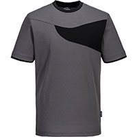 Portwest PW211 PW2 Cotton Comfort T-Shirt S/S Zoom Grey/Black Size S Regular Fit