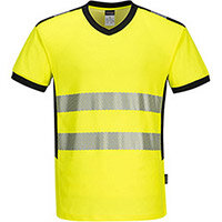 Portwest PW310 PW3 Short Sleeve V-Neck T-Shirt Yellow & Black XXL