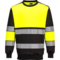 Portwest PW376 PW3 Hi-Vis Class 1 Sweatshirt Yellow/Black Size XL Regular Fit