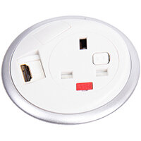 Pixel In-surface Power Module 1 x UK Socket, 1 x TUF (A&C connectors) USB Charger - White Pixel In-surface Power Module 1 x UK Socket, 1 x TUF (A&C connectors) USB Charger - White