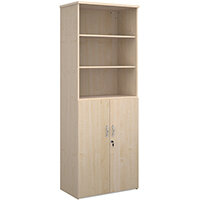 Universal combination unit with open top 2140mm high with 5 shelves - maple Universal combination unit with open top 2140mm high with 5 shelves - maple