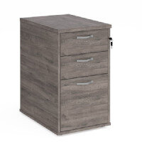 Desk High 3 Drawer Pedestal With Silver Handles 600Mm Deep - Grey Oak