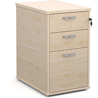 Desk high 3 drawer pedestal with silver handles 600mm deep - maple Desk high 3 drawer pedestal with silver handles 600mm deep - maple