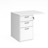 Desk High 3 Drawer Pedestal 600Mm Deep With 800Mm Flyover Top - White