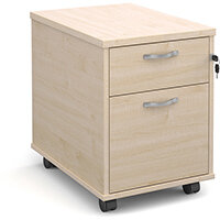 Mobile 2 drawer pedestal with silver handles 600mm deep - maple Mobile 2 drawer pedestal with silver handles 600mm deep - maple